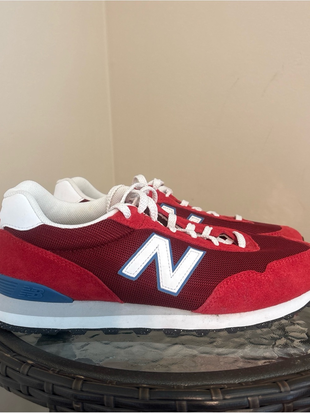 New Balance Men’s Red and White Retro Runner Sneakers 515